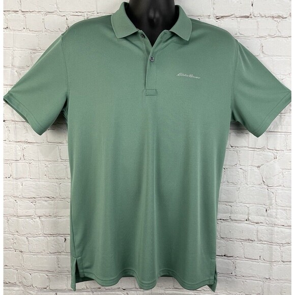 Eddie Bauer Men's Size M "Free Dry" Golf Green Polyester Short Sleeve Polo Shirt - Picture 1 of 13